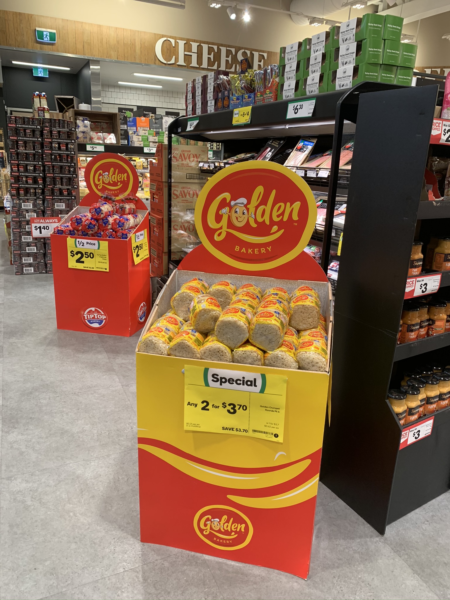 Golden Bakery stand alone in-store product bin stands