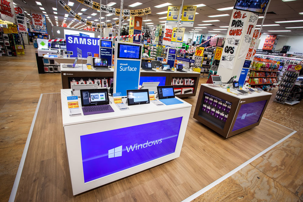 Microsoft Window electronics display stands