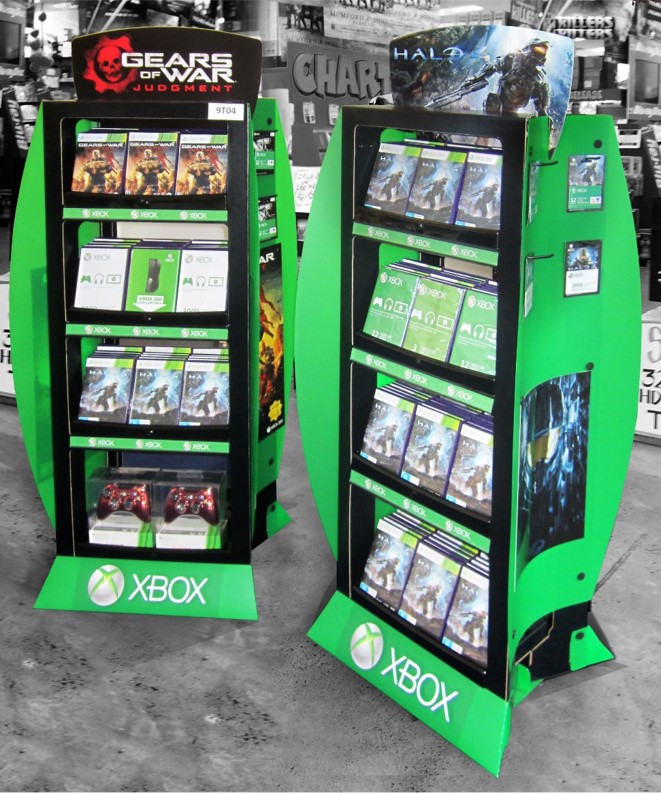 XBox display stand for 'Halo' and 'Gears of War Judgement' Games