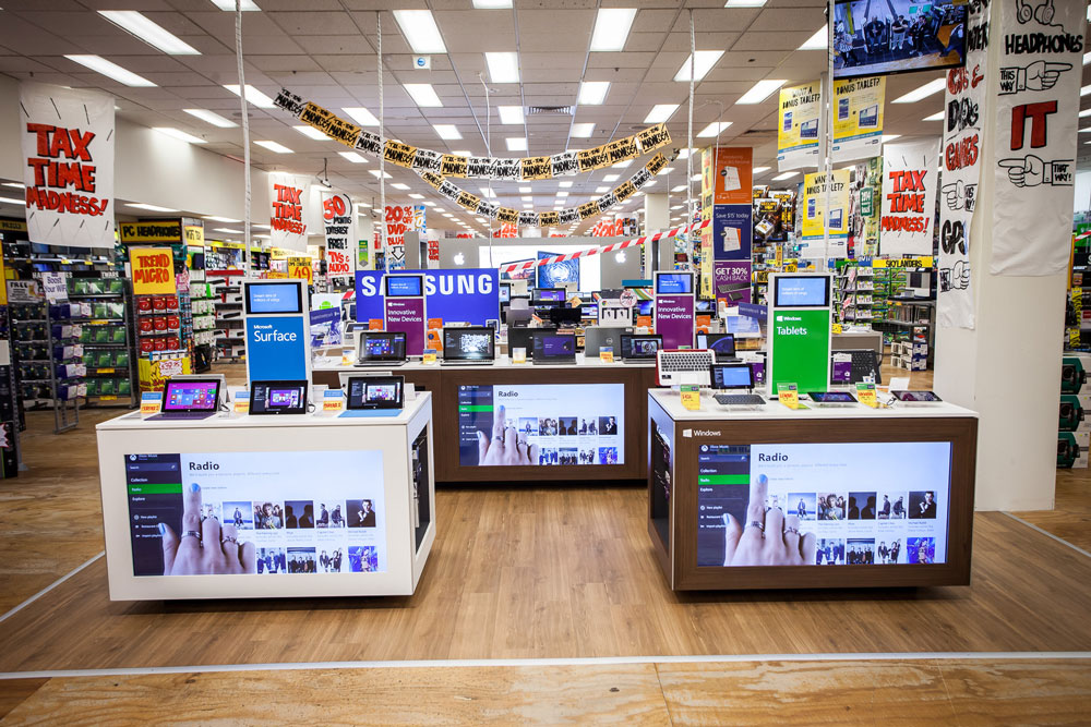 Product display stand for Microsoft Windows 'Tablets' and 'Surface' range