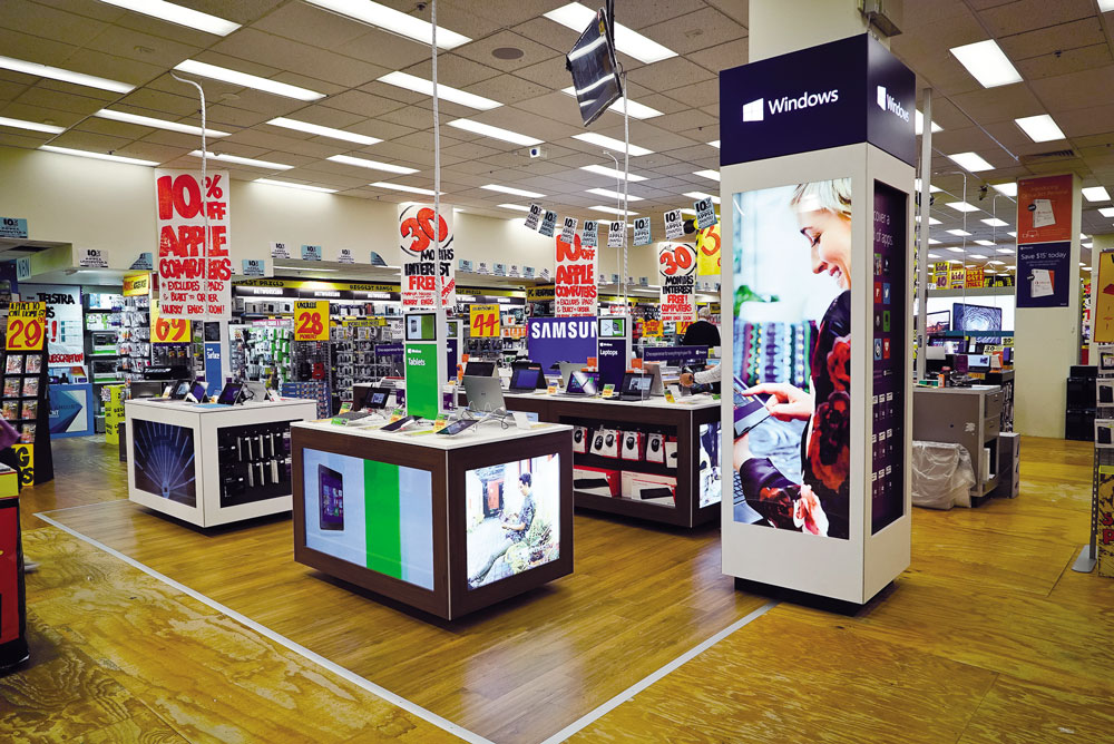 Electronics display stand for Microsoft Windows in JB-HI-FI