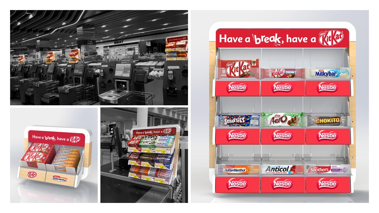 Odyssey display at point of sale with Nestle products