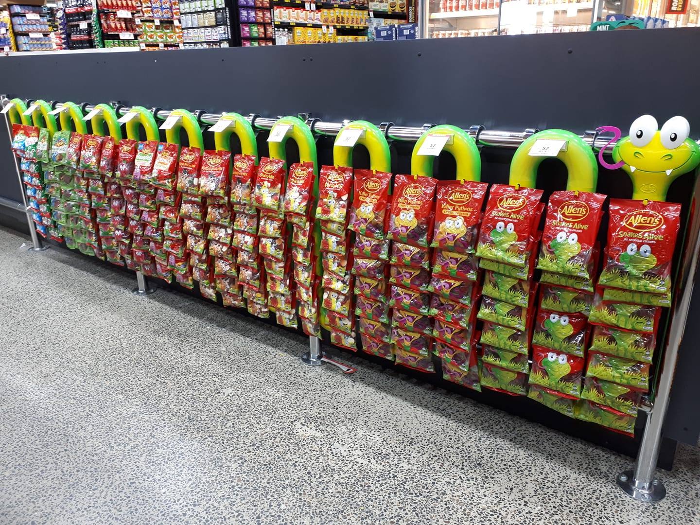 Romeos Foodland with 'Snakes Alive' retail display