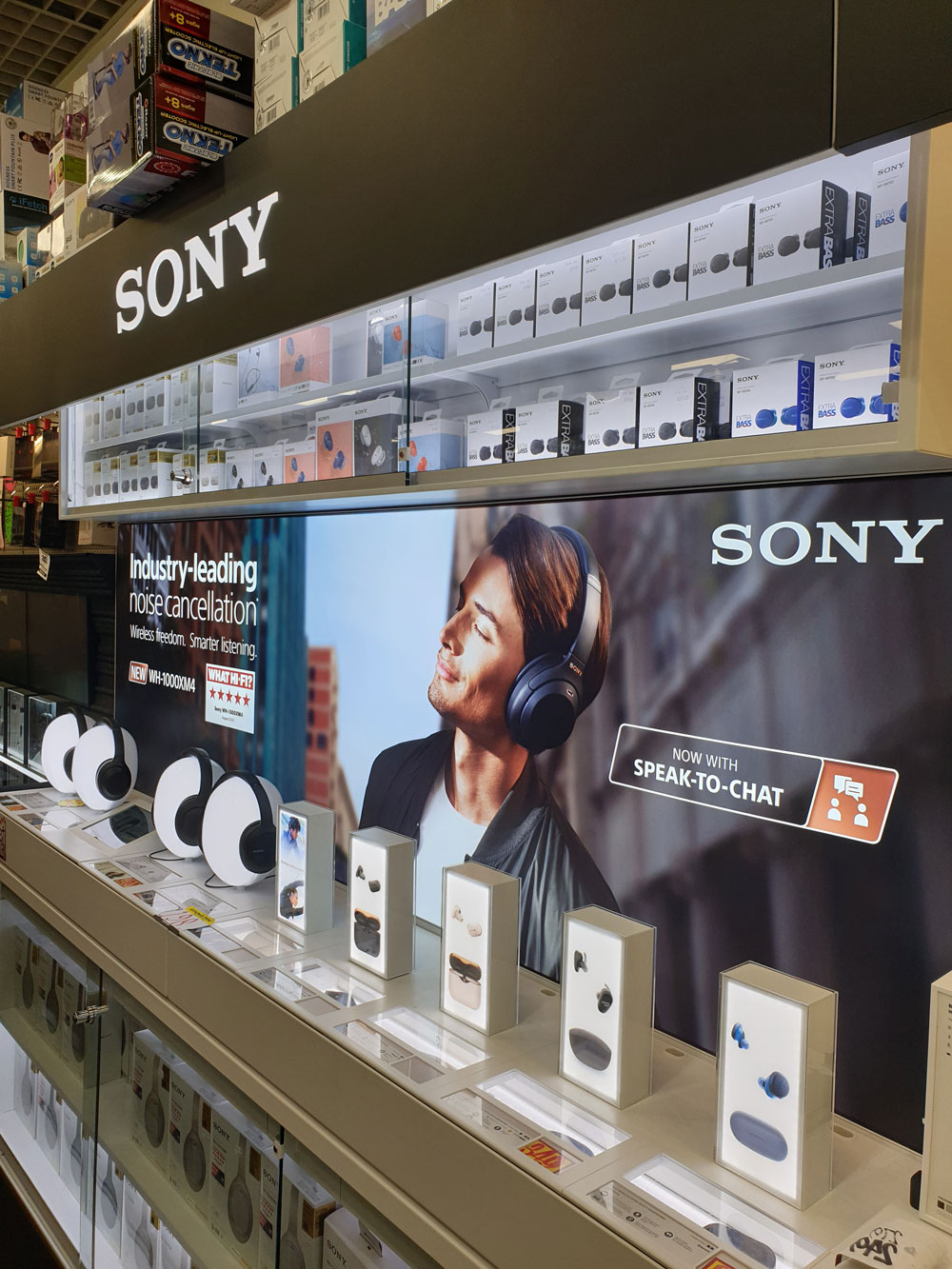 In-store Sony display with LED lights